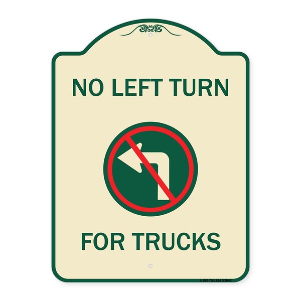Signmission No Left Turn for Trucks W/ Graphic Heavy-Gauge Aluminum Architectural Sign, 24" x 18", TG-1824-23843 A-DES-TG-1824-23843 - main